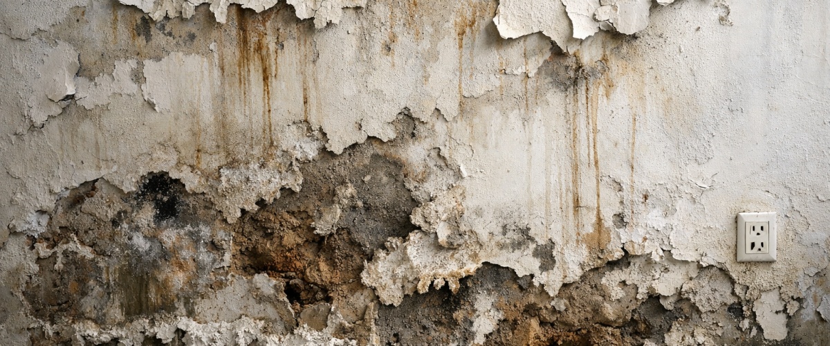 Mur endommagé par les eaux