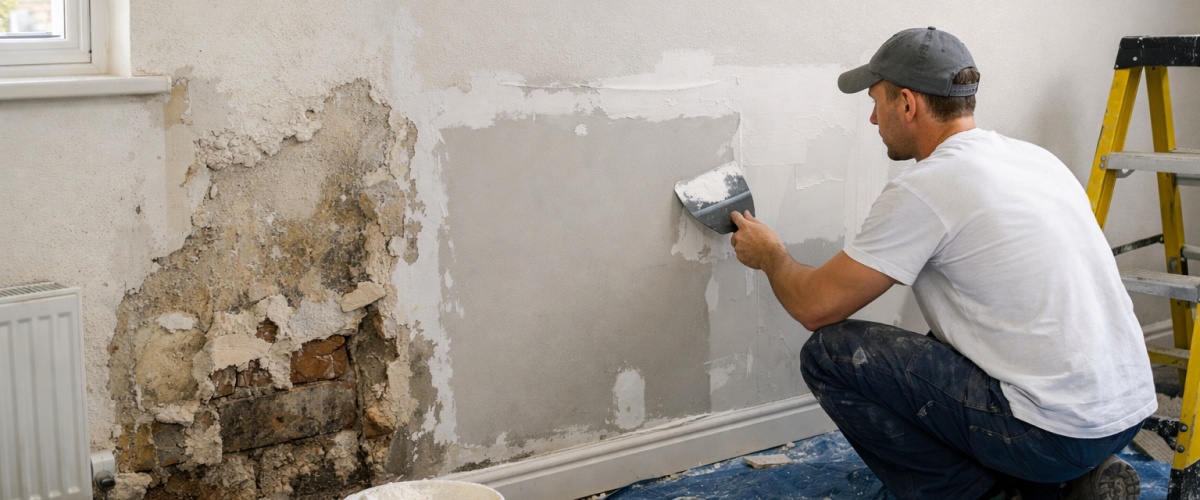 Mur endommagé par les eaux