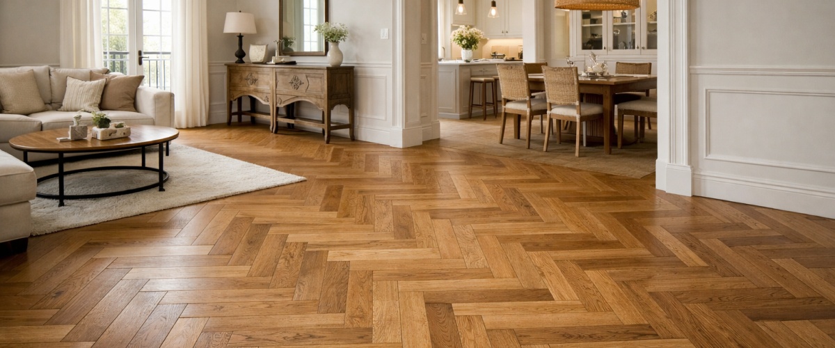 Intérieur d’une maison avec un sol en parquet